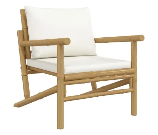 5-Osaline Aiamööbli Komplekt Kreemjasvalgete Patjadega, Bambus