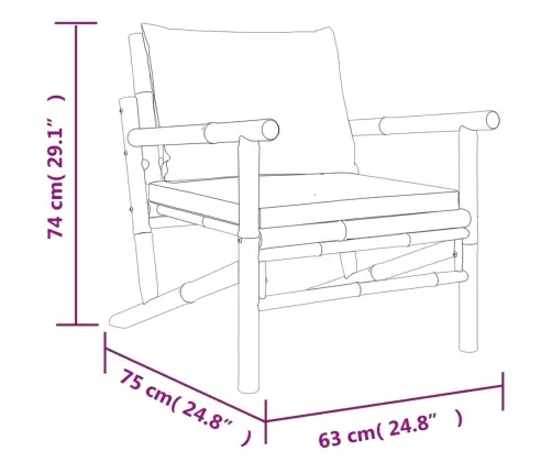 5-Daļīgs Dārza Atpūtas Mēbeļu Komplekts Ar Matračiem, Bambuss Vidaxl
