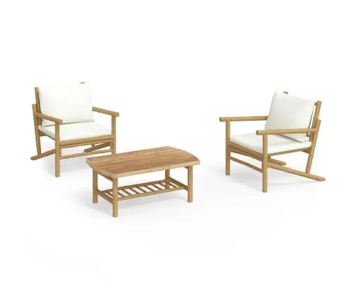 3-Daļīgs Dārza Atpūtas Mēbeļu Komplekts Ar Matračiem, Bambuss Vidaxl