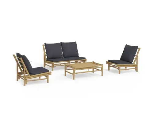 4-Daļīgs Dārza Atpūtas Mēbeļu Komplekts Ar Matračiem, Bambuss Vidaxl