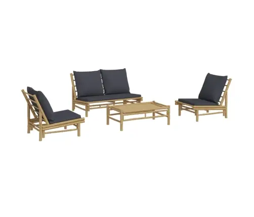4-Daļīgs Dārza Atpūtas Mēbeļu Komplekts Ar Matračiem, Bambuss Vidaxl