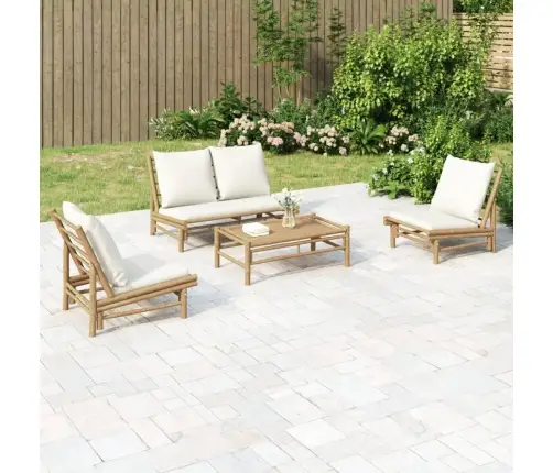 4-Daļīgs Dārza Atpūtas Mēbeļu Komplekts Ar Matračiem, Bambuss Vidaxl