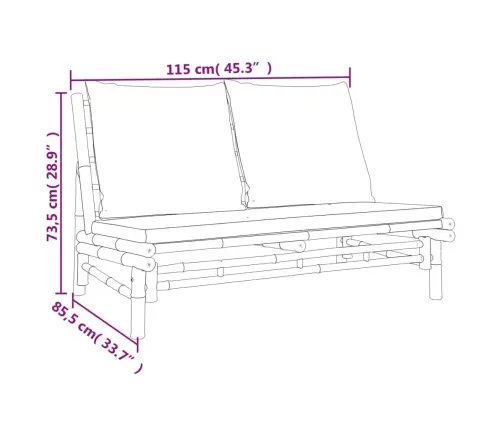 3-Daļīgs Dārza Atpūtas Mēbeļu Komplekts Ar Matračiem, Bambuss Vidaxl