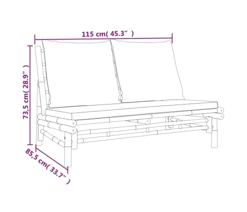 5-Daļīgs Dārza Atpūtas Mēbeļu Komplekts Ar Matračiem, Bambuss Vidaxl