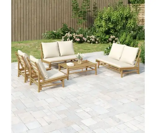 5-Daļīgs Dārza Atpūtas Mēbeļu Komplekts Ar Matračiem, Bambuss Vidaxl