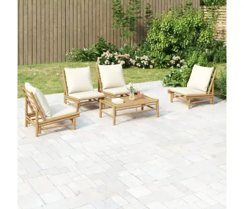 5-Daļīgs Dārza Atpūtas Mēbeļu Komplekts Ar Matračiem, Bambuss Vidaxl