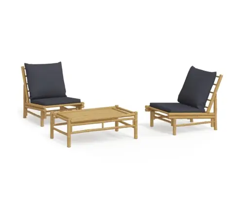 Sodo Komplektas Su Pilkomis Pagalvėlėmis, 3 Dalių, Bambukas