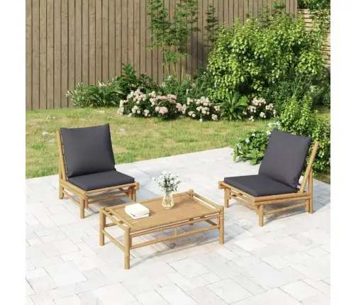 Sodo Komplektas Su Pilkomis Pagalvėlėmis, 3 Dalių, Bambukas