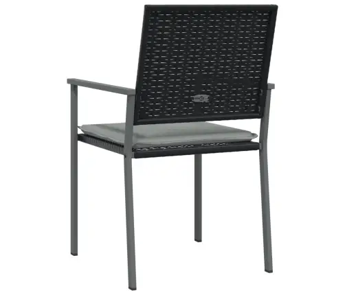 Sodo Kėdės Su Pagalvėmis, 2Vnt., Juodos, 54X62,5X89cm Ratanas Sodo Kėdės Su Pagalvėmis, 2Vnt., Juodos, 54X62,5X89cm Ratanas