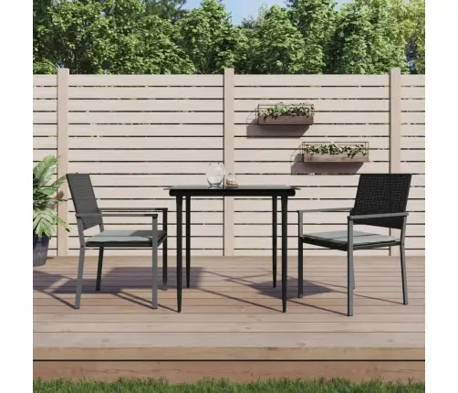 Sodo Kėdės Su Pagalvėmis, 2Vnt., Juodos, 54X62,5X89cm Ratanas Sodo Kėdės Su Pagalvėmis, 2Vnt., Juodos, 54X62,5X89cm Ratanas