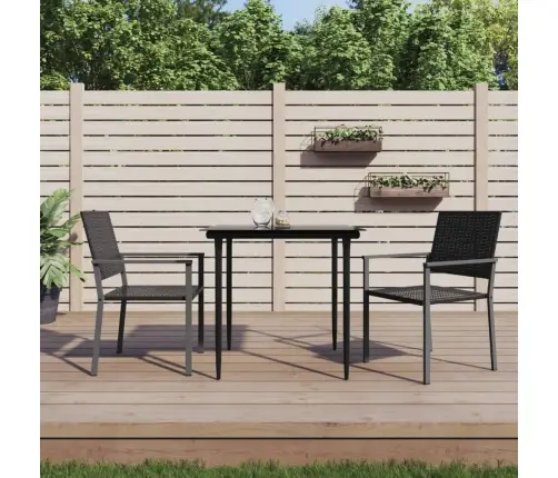 Sodo Kėdės Su Pagalvėmis, 2Vnt., Juodos, 54X62,5X89cm Ratanas