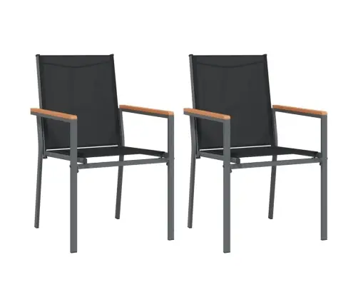 Dārza Krēsli, 2 Gb, 55X61,5X90 Cm, Tekstilēns Un Tērauds, Melni Vidaxl