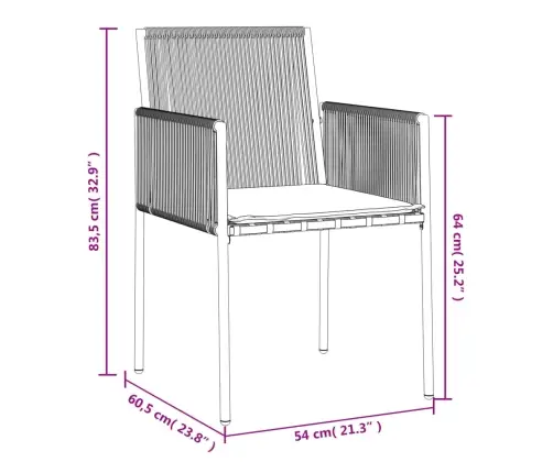 Kėdės Su Pagalvėmis, 2Vnt., Juodos, 54X60,5X83,5cm Ratanas