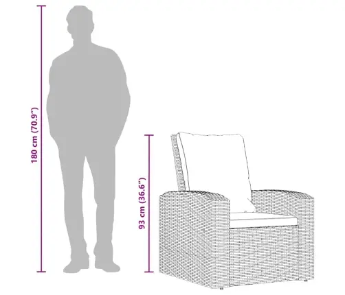 Dārza Krēsls Ar Matračiem, Melna Pe Rotangpalma Vidaxl