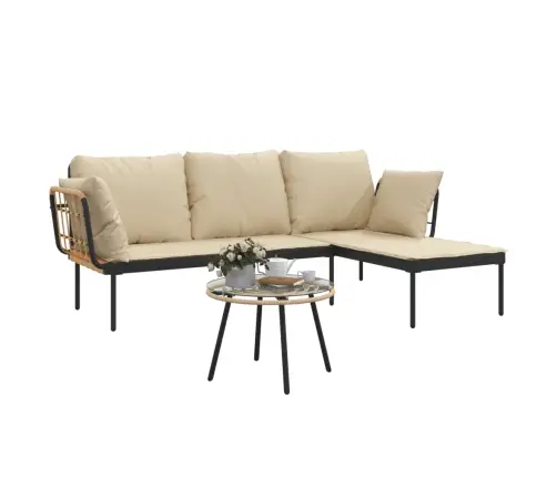 3-Daļīgs Dārza Atpūtas Mēbeļu Komplekts Ar Matračiem, Bēšs Pe Vidaxl