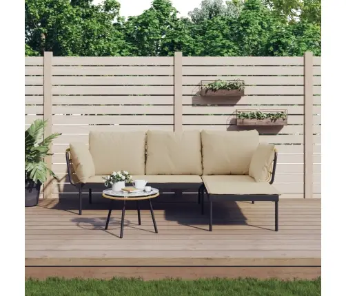 3-Daļīgs Dārza Atpūtas Mēbeļu Komplekts Ar Matračiem, Bēšs Pe Vidaxl