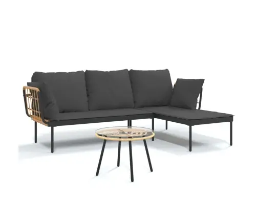 3-Daļīgs Dārza Atpūtas Mēbeļu Komplekts, Pelēka Pe Rotangpalma Vidaxl 3-Daļīgs Dārza Atpūtas Mēbeļu Komplekts, Pelēka Pe Rotangpalma Vidaxl