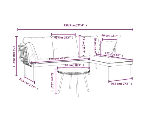 3-Daļīgs Dārza Atpūtas Mēbeļu Komplekts, Pelēka Pe Rotangpalma Vidaxl 3-Daļīgs Dārza Atpūtas Mēbeļu Komplekts, Pelēka Pe Rotangpalma Vidaxl