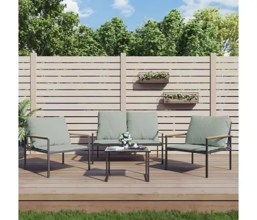 3-Daļīgs Dārza Atpūtas Mēbeļu Komplekts Ar Matračiem, Tērauds Vidaxl