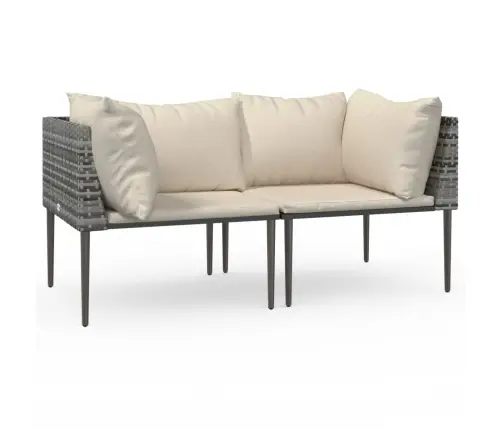 Dārza Stūra Dīvāni Ar Spilveniem, 2 Gab., Pelēka Pe Rotangpalma Vidaxl