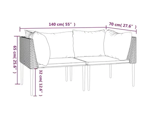 Dārza Stūra Dīvāni Ar Spilveniem, 2 Gab., Pelēka Pe Rotangpalma Vidaxl