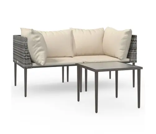 3-Daļīgs Dārza Atpūtas Mēbeļu Komplekts, Pelēka Pe Rotangpalma Vidaxl