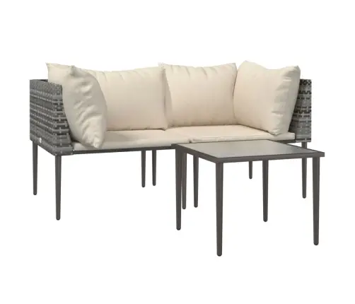 3-Daļīgs Dārza Atpūtas Mēbeļu Komplekts, Pelēka Pe Rotangpalma Vidaxl