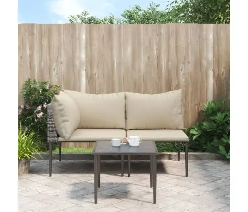 3-Osaline Aiamööbli Komplekt Patjadega, Hall, Polürotang