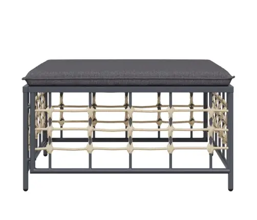 Dārza Kāju Balsts Ar Tumši Pelēku Spilvenu, Pe Rotangpalma Vidaxl