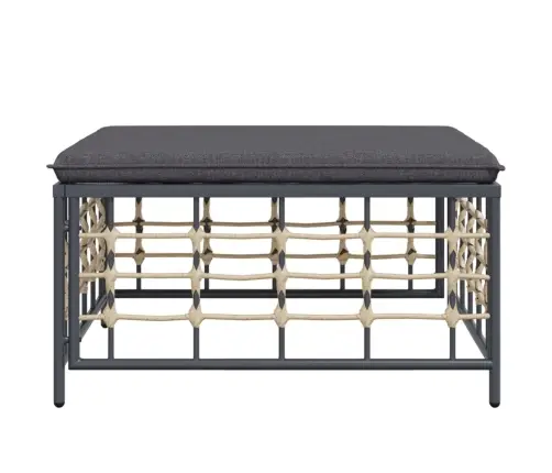 Dārza Kāju Balsts Ar Tumši Pelēku Spilvenu, Pe Rotangpalma Vidaxl