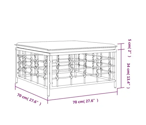 Dārza Kāju Balsts Ar Tumši Pelēku Spilvenu, Pe Rotangpalma Vidaxl