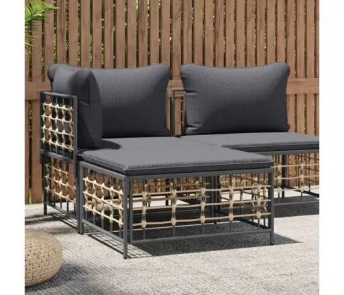 Dārza Kāju Balsts Ar Tumši Pelēku Spilvenu, Pe Rotangpalma Vidaxl