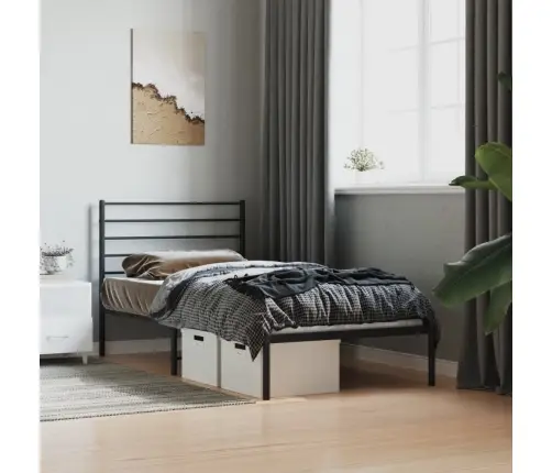 Gultas Rāmis Ar Galvgali, Melns Metāls, 90X190 Cm Vidaxl