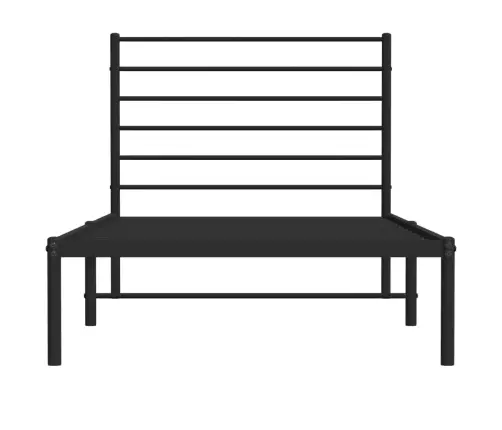 Gultas Rāmis Ar Galvgali, Melns Metāls, 90X200 Cm Vidaxl