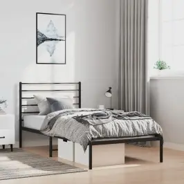 Metalinis Lovos Rėmas Su Galvūgaliu, Juodos Spalvos, 100X200Cm