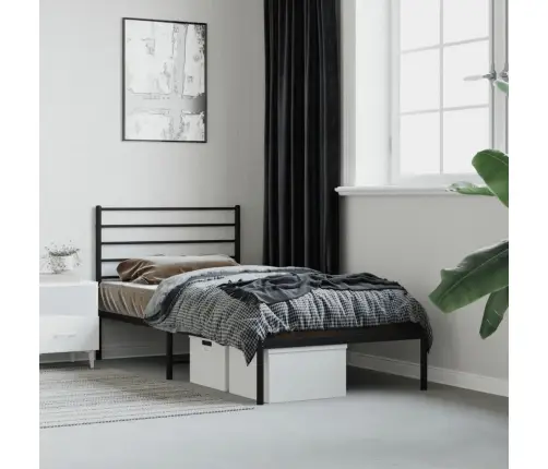 Metallist Voodiraam Peatsiga, Must, 107 X 203 Cm