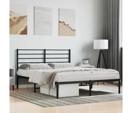 Metallist Voodiraam Peatsiga, Must, 140X200 Cm