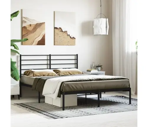 Metallist Voodiraam Peatsiga, Must, 140X200 Cm