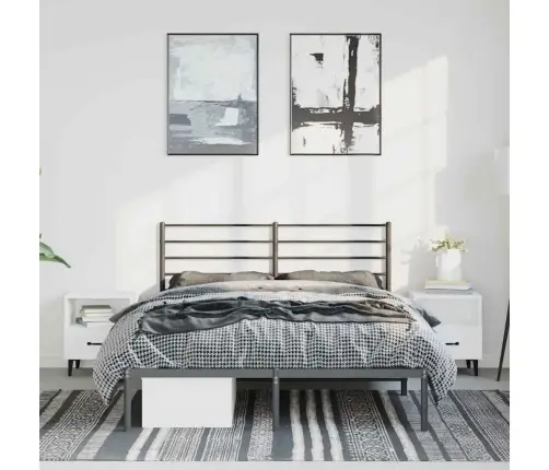 Gultas Rāmis Ar Galvgali, Melns Metāls, 150X200 Cm Vidaxl