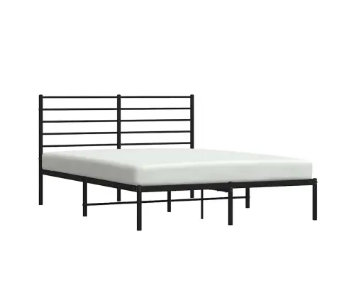 Gultas Rāmis Ar Galvgali, Melns Metāls, 150X200 Cm Vidaxl