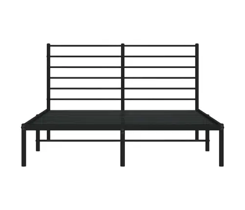 Gultas Rāmis Ar Galvgali, Melns Metāls, 150X200 Cm Vidaxl