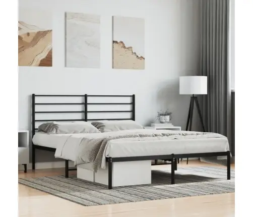 Gultas Rāmis Ar Galvgali, Melns Metāls, 160X200 Cm Vidaxl