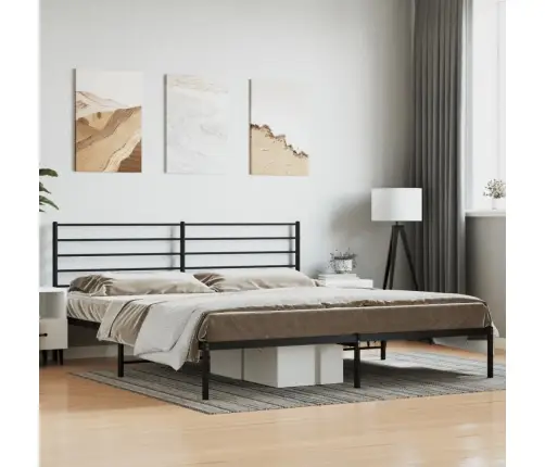 Gultas Rāmis Ar Galvgali, Melns Metāls, 180X200 Cm Vidaxl