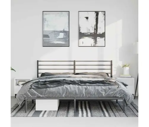 Gultas Rāmis Ar Galvgali, Melns Metāls, 183X213 Cm Vidaxl