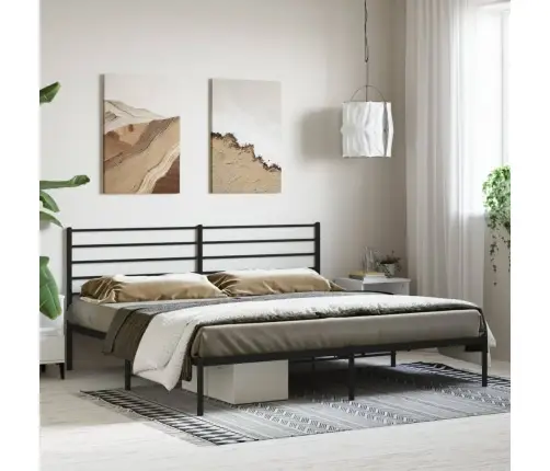 Gultas Rāmis Ar Galvgali, Melns Metāls, 200X200 Cm Vidaxl