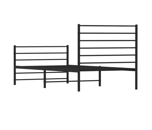 Gultas Rāmis Ar Galvgali Un Kājgali, Melns Metāls, 80X200 Cm Vidaxl