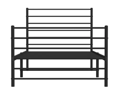 Gultas Rāmis Ar Galvgali Un Kājgali, Melns Metāls, 90X190 Cm Vidaxl