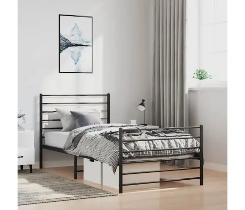 Gultas Rāmis Ar Galvgali Un Kājgali, Melns Metāls, 100X190 Cm Vidaxl Gultas Rāmis Ar Galvgali Un Kājgali, Melns Metāls, 100X190 Cm Vidaxl