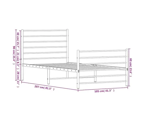 Lovos Rėmas Su Galvūgaliu/Kojūgaliu, Juodas, 100X200cm Metalas