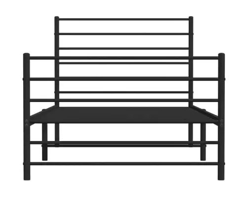 Gultas Rāmis Ar Galvgali Un Kājgali, Melns Metāls, 107X203 Cm Vidaxl